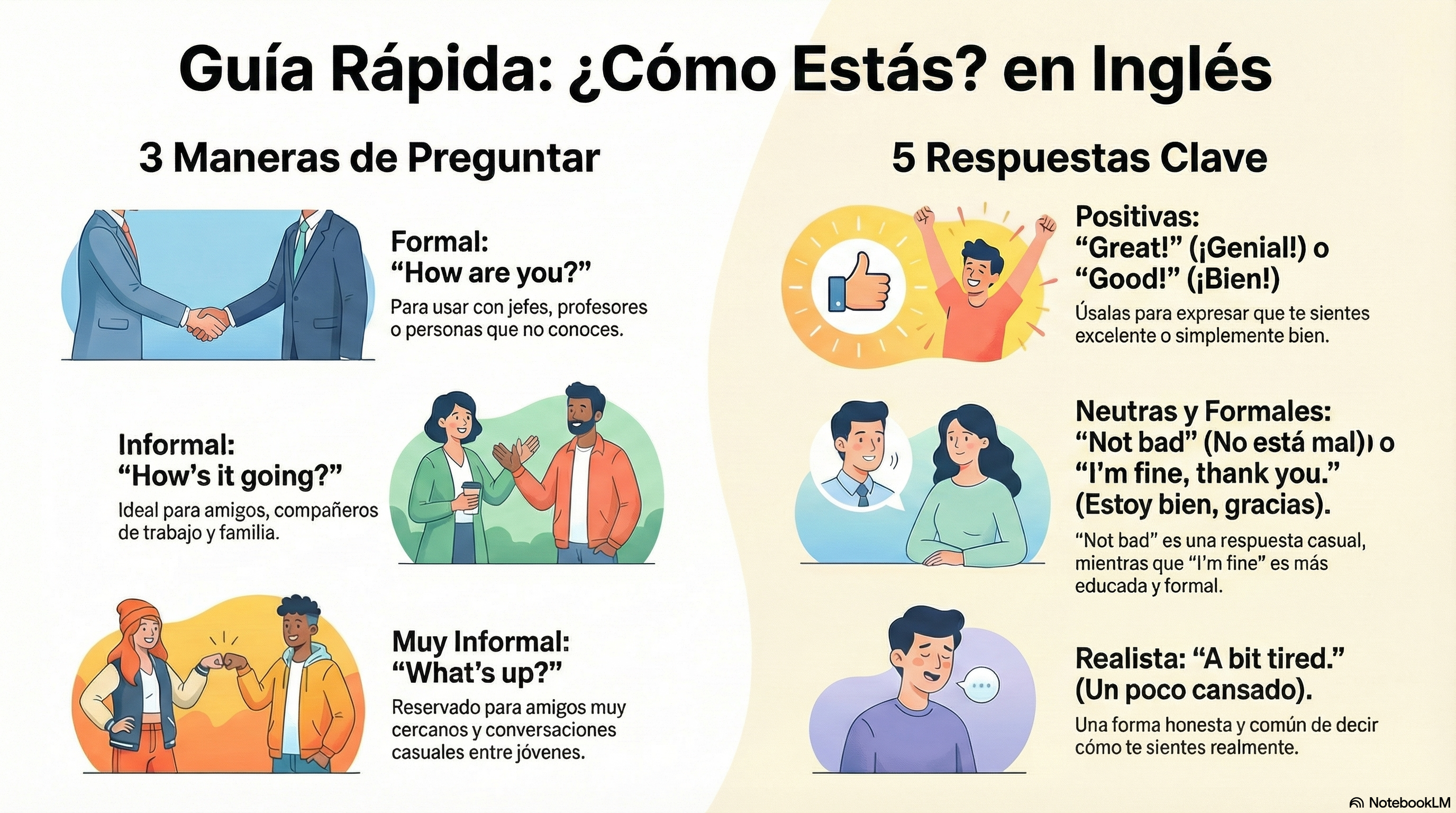 Infografía Día 2 - ¿Cómo estás? 5 Respuestas Fáciles